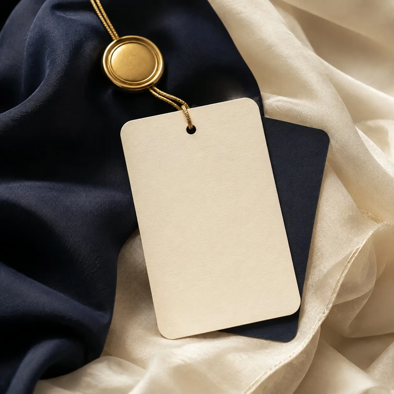 Retail touchpoints — shopping bag, scarf sleeve and thank-you card carrying one system