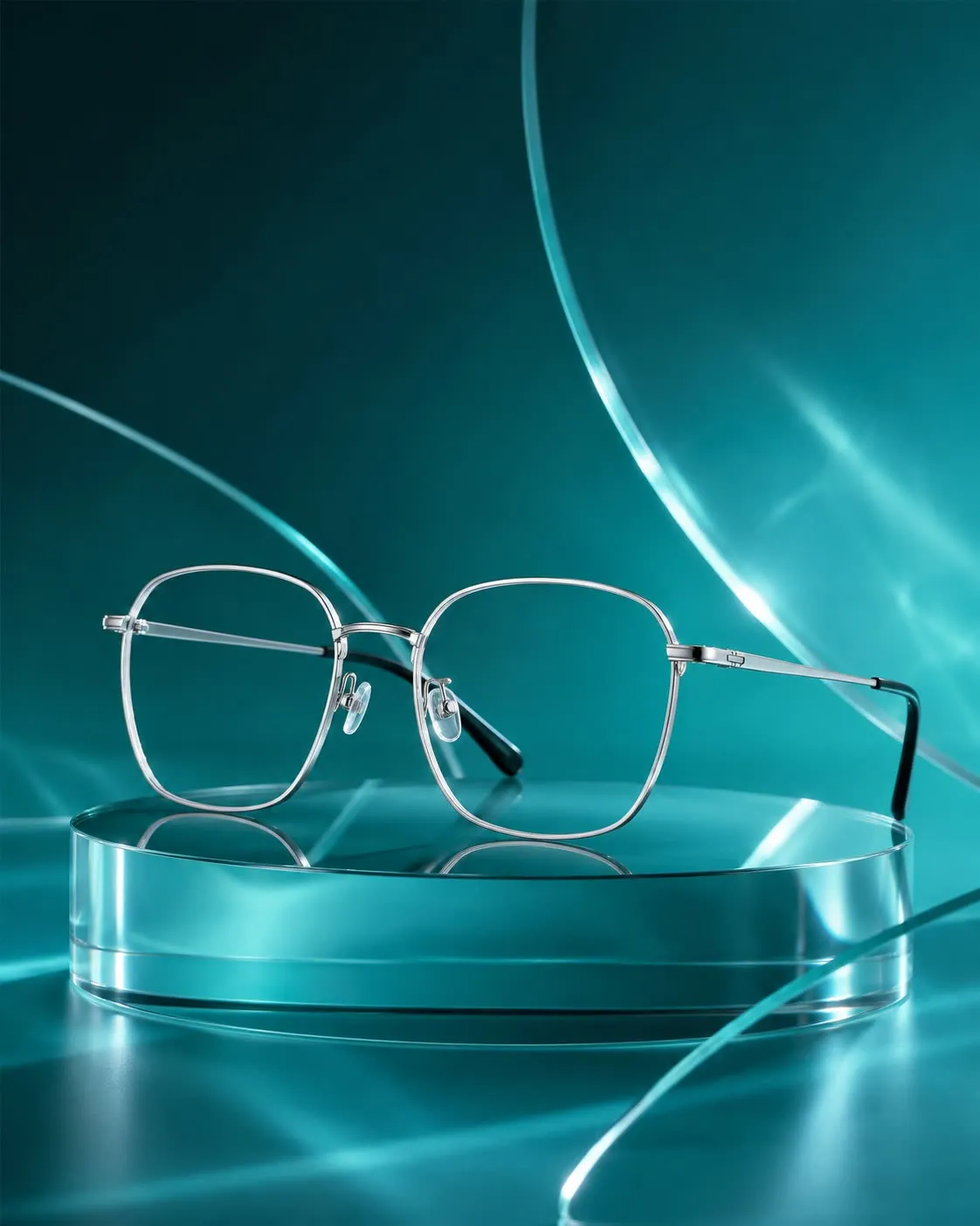 Social post: a single frame lit to isolate its silhouette, Arabic headline رؤية أنقى set above