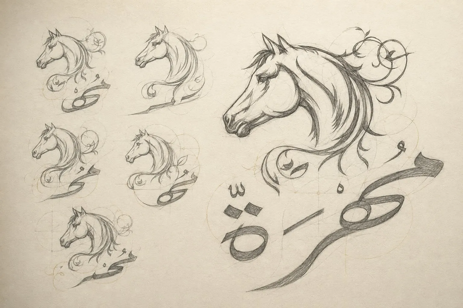 Mahra — A fully bilingual identity for a scarf brand, built from the Arabic meaning of its own name, with the product drawn into the symbol.